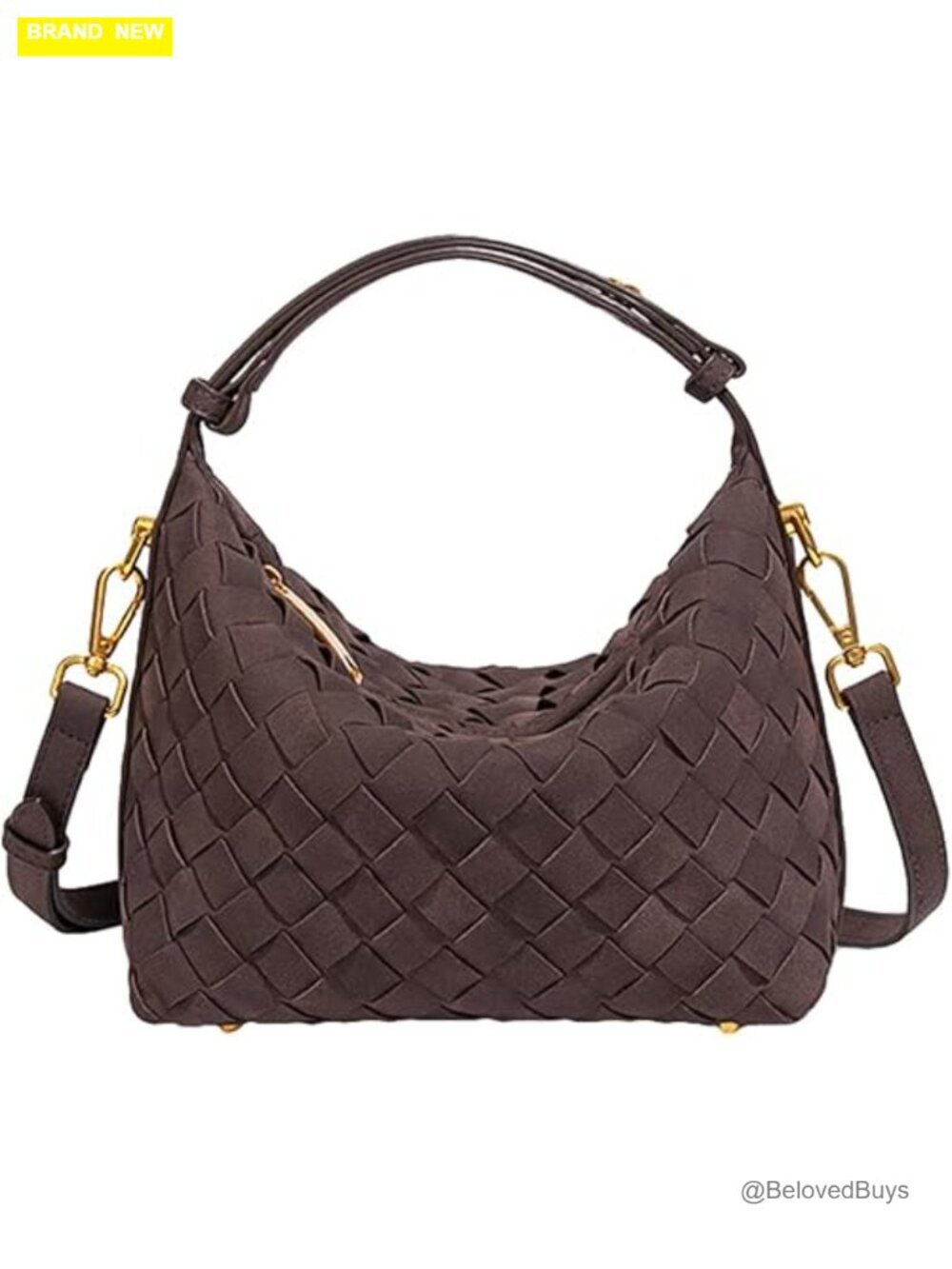Faux Suede Woven Hobo Bag Shoulder Tote Crossbody Slouchy Handbag